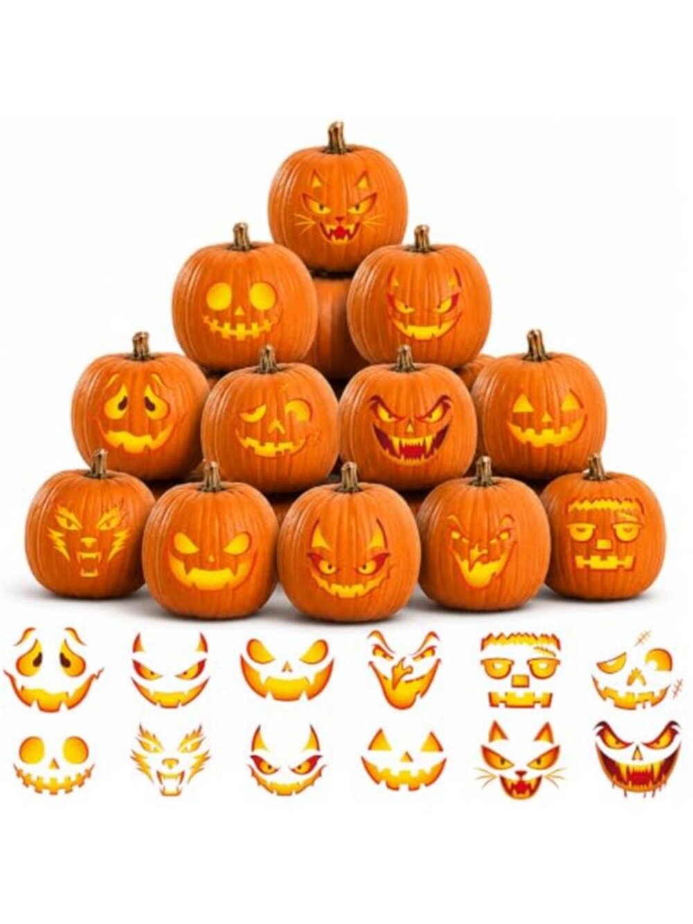 Pumpkin Decorations Kit, Halloween Pumpkin Stickers, Halloween Decorations with